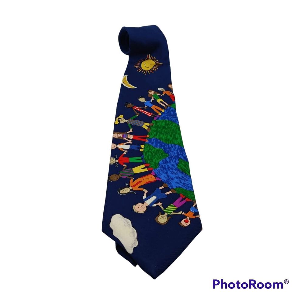Save The Children Save the Earth Mens Necktie 100% Silk  Made is USA